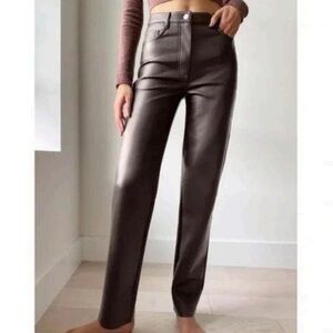NWT Aritzia Wilfred Melina Ankle Straight Leg Pants | Sparrow Taupe | Size 4
